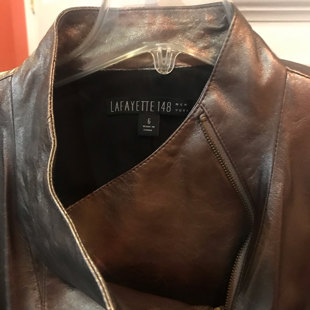 Lafayette 148 New York metallic leather jacket